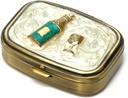 9327 Rectangular cutie pilula mici Organizator Cream alb Brass Femei călătorie Pilula Case de buzunar Container Daily Portable Medicine Vitamina cutie supliment medicație Mini depozitare