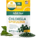 Sunlit Cele mai bune Chlorella Spirulina Tablets - Organic USDA, Premium Spirulinas și Chlorella Capsule 500 pastile - Chlorellas Superfood natural cu Spirulina Algae, enzime Clorofill și proteine Vegan