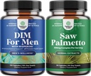 Bundle of Advanced DIM Supplement for Men - Estrogen Blocker and Extra Force Saw Palmetto Extract - for Women and Men's Hair Health and Urine Support