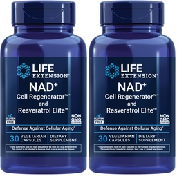 Prelungirea vieţii NAD+ Regenerator de celule şi Resveratrol Elite, NIAGEN Nicotinamidă riboside, Trans-resveratrol, quercetină, Fisetină, pentru Longevitate, Energie şi Stres oxidativ, 30 Capsule vegetariene