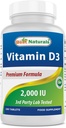 Cele mai bune naturale Vitamina D3 2000 UI (50 mcg) - 100 comprimate - 100 zile de aprovizionare - ajută la susținerea sănătății imune, oase puternice și dinți, și funcția musculară (100 număr (pachet de 1))