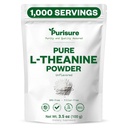 Purisure L-Theanine Powder, 100 g, Pure L Theanine Powder, care promovează relaxarea și concentrarea, Supliment pentru funcția cognitivă, Fără Fillere, Non-GMO, 1000 Servings