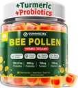 Digestive Health & Weight Bee Polen Organic 1000mg, w/Probiotice, Prebiotice & Turmeric, Bee Polen Gummies Rich in B-Vitamina, Antioxidanti, Aminoacidi, pentru Digestive, Greutate & Energie