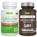 Cultura vie. Probioticele Lab4 + Curcumina de înaltă absorbţie Complexul Vegan Bundle, 25 Miliarde CFU Probiotic, Prebiotic non-bloating + 300% Curcuminoide de absorbţie mai mare cu Uptake rapid, de Igennus