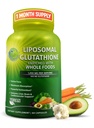 Liposomal Glutatione 500mg - Forma activa L Glutatione (Redus) pentru absorbtie maxima - Made with Organic Whole Foods - Master Antioxidant & Detoxifier - Immune & Cardiovascular Support - 60 Conte