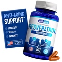 Ne plac vitaminele Resveratrol 1000mg per Servire - 60 Easy to Swallow Veggie Capsule - Natural Resveratrol Supliment 1000mg - Antioxidant Supplement Ajuta la sustinerea sistemului imunitar