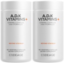 Suplimentul de vitamine ADK - Vitamină esenţială A, D3 5000 UI, K1 & K2 (MK4 & MK7) - 6- Montă - 1 capsulă per Serving, Non-GMO, Gluten-Free - 2-Pachet
