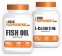 BulkSupplements Ulei de pește 1000mg Softgels + L-Carnitina Capsule Bundle