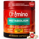 Oh!mino Metabolizare Supplement de suport pentru grăsime eficientă la conversie energie w/L-Carnitina, Fenilcapsaicina, & Vitamina B3 - non-Jitters, Stimulant-Free, Vegan, Ne-Dairy Capsule (60 Servings)