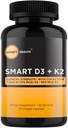 Vitamina D3 + K2 - Bone Health & Immune Support - 7000 UI (1775 MCG)D3 + 500 MCG K2 - Cofactori B6, Magneziu & Zinc - Gluten Free, Vegan, Non-GMO - Supliment alimentar - 30 Capsule vegetale