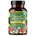 Plant.O Organic Super Greens [Frut & Veggie Supliment] Antioxidanți de înaltă absorbție de la pulbere verde cu Alfalfa, rădăcină de sfeclă, tartă Cherry pentru sprijin imun, Gut Health, Energie, 60 Veggie tablete