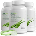 AloeCure Organic Aloe Vera Capsules, 160.000 mg Inner Aloe Leaf Echivalent per Serving, Suport Gut, Digestive, & Immune Health, Ajuta la mentinerea echilibrului aciditatea stomacului, Aloin gratuit, 60Caps x 3Btl