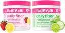 Belli Welli Daily Fiber Supplement Duo - Strawberry Lemonade & Castravete Lime Mint - cu Colagen, Probiotics & Electrolytes - arome revigorante pentru wellness echilibrat - 32 Serviri totale
