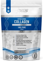 Inteligenta sanatate Hidrolized Colagen Peptides pulbere, Iarba Fed, Proteina mare, Nearomate, Gluten-Free, Paleo & Keto prietenos, 10g per servire (2kg) Sprijină piele, păr, unghii, articulatii, & oase