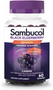 Sambucol Gumiile Negre de Elderberry - Elderberry cu zinc și vitamina C pentru adulți, Sambucus Gummies, Asistență imună - 60 Conte