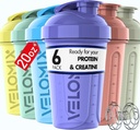VELOMIX -6 PACK- 20 oz Proteina Shaker flacon pentru amestecuri de proteine - 6x sârmă Whisk 