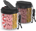 Distribuitor de pastile cu 7 Compartimente mari, Organizator de pastile pentru călătorie, Organizator suplimentar cu design anti-amestec, BPA-gratuit Pilula container cu 20 PCS Etichete, negru 2 buc
