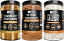 PURE INGREDIENTS Ceylon Scorțișoară, Psyllium Husk, și capsule Turmeric Bundle (730 capsule fiecare), fără magneziu sau umplutori de orez