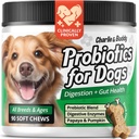 Charlie & Buddy Pet Probiotice pentru câini Ajutor Flora Gut, Probiotice pentru câini pentru sănătate digestivă cu enzime digestive, dovleac, și Papaya pentru stomac supărat, 90 Soft Probiotic Chews pentru câini, aroma Duck