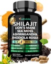 Adndale Shilajit Supliment. Pure Himalayan Organic Shilajit pentru bărbați și femei capsule cu mare Moss Ashwagandha Rhodiola Rosea Lions Mane. 90 Conte