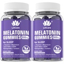 Melatonina 20mg Gummies pentru adulți (2 ambalaje) Putere suplimentară cu L-Theanine, Ashwagandha, Magneziu, Turmeric, GABA, Lemon Balm și Mușețel pentru Suporturi Rhythm Circadian sănătos, Aroma de struguri