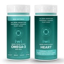 Iwi Omega-3 Minis & Heart Omega-3 Bundle, 30 Servings, Algae Omega 3, Krill & Fish Oil Alternative, No Fishy Aftergust