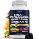 NOU AGE Silajit Supliment cu Sea Moss, Ashwagandha, Tongkat Ali, Boron, Magneziu - Capsule acide pentru bărbaţi - 90 Conte