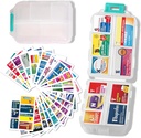 Organizator de pastile mari cu etichete medicale - 7 zile de călătorie zilnic container, mini caz de depozitare medicamente (alb, 161 Etichete)
