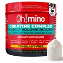 Oh!mino Complex Creatine pentru crestere musculara. Micronized Creatin Monohidrat și Creatine Hydrochloride cu Adaptogens. Creatură perfectă pentru femei și bărbați. Reîmprospătare Zero Carb Lemon-Lime, 40 Serviri
