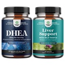 Bundle of DHEA Supplement for Women & Men - Pure DHEA 25mg for Hormone Echilibru - Dehidroepiandrosteron and Liver Cleanse Detox & Reparation - Milk Thistle Supplement for Digestion & Immune Health