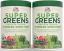 Ferme de țară Super Greens Arovă naturală, 50 de produse alimentare organice Super, USDA Organic Drink Mix, Fructe, Legume, Super Verzi, Ciuperci și Probiotice, Sprijină Energie, 40 Serviri, 10,6 Oz, 2 Pack