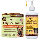Natural Dog Company Canin Vitality Dog Vitamine și suplimente Bundle, include (1) Hip și comun Chews Supliment-90 buc cosequin pentru câini, (1) Ultra Omega ulei de pește 16 Oz Omega 3 ulei de pește pentru câini