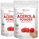 2 Pachet de Pure USDA Organic Acerola Cherry Powder, Natural and Organic Vitamin C for Immune System, 8 Ounce, No OMG, No Gluten, Brazilia Origin