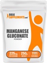 BulkSupplements.com Mangan Gluconat Pulbere - Suplimentul de mangan, Essential Trace Mineral - Absorbtie mare & Gluten gratuit, 225 mg per Serving, 250g (8,8 oz) (Pachet de 1)