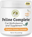 Wholistic Pet Organics Feline dovleac organic complet - 8 Oz - Multivitamine și pulbere probiotică pentru pisici - Natural Cat Food & suport digestiv