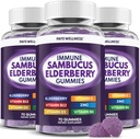 Elderberry Gummies Immune Support, Daily Support for Kids and Adults*, with Sambucus Elderberry, Zinc, Vitamina C, D3, B6, B12, Plus - Dietary Supplement - 210 Count