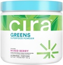 Cira Daily Greens - îndulcit natural, Spirulina organic Superfood Pulbere cu Premium, Ingrediente antioxidante-Rich pentru debloare, Digestion, & Energy - mixt Berry, 30 Serviri