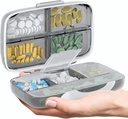 Travel Pill Organizator - Caz de medicină etanșă pentru călătorie cutie de farmacie portabilă cu etichete Container de vitamine 8 Compartiment Supliment Deținătorul de medicamente Capacitate mare de zi cu zi (Grey)