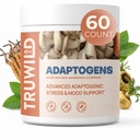 Tru Wild Adaptogen Blend cu Cordyceps Maca Ashwagandha - Spectrum complet Mushroom Blend pentru suport și funcție de zi cu zi, Toate Formula naturală cu 7 ingrediente cheie, 60 capsule