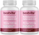 Benfotiamină 150mg / Acid lipoic alfa 300mg (240 capsule vegetariene) (120x2) - Fără Stearete - Vegan - Gluten liber - Negree OMG