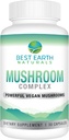Best Earth Naturals Vegan Mushroom Complex Supplement for Energy, Clarity & Cognitive - Immune Support w/Lion's Mane, Reishi, Chaga, Maitake & Shiitake 30 Day Supply (30 Capsule)