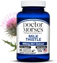 Doctor Morse Milk Thistle Supliment 25:1 Extract 600 mg echivalent cu 15000 mg, suport de dezintoxicare hepatică 4:1 Extract 300mg echivalent cu 1200mg Root Dandelion - FDA Certified Ultra Pottent Formula - 60 Caps