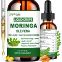 Pure Moringa Oleifera Picături lichide, Organic Moringa Extract de frunze w. Turmeric, Pepper negru, Moringa Supliment pentru Metabolizare Energie Immune Skin Joint & Gut, 6X mai puternic decât Moringa Capsulele pulbere