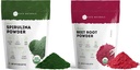 Kate Naturals Organic Spirulina pulbere și Sfeclă Root Powder Bundle