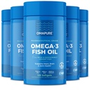 Suplimente de ulei de pește cu Omega 3 Acidi grasi (5 flacon, 120 Softgels) - EPA ridicat, DHA, & IFOS pastile de ulei de pește suport inima & sănătatea comună - ulei de pește fără burple promovează funcția creierului