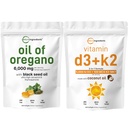 Micro Ingrediente Ulei de Oregano Softgels 6000 mg Per Servire & Vitamina D3 5000 UI Plus K2 (MK-7) 100 mcg, 300 Virgin ulei de cocos Softgels Bundle Pack 