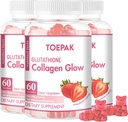 Multi Colagen Proteine Glow Beauty Colagen Gumies, Femeii Anti-Aging Suport cu Glutatione, Biotin & Multivitamine, Promoveaza Skin & Hair Health, Căpșuni, 180 Gumies (90 zile)