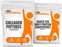 BulkSupplements Colagen Peptides 1kg + Grass Fed Whey Proteine concentrat 1kg Bundle