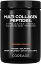 Codaj Multi Colagen Peptides Powder + Probiotice Black Edition, Vitamina C, Acid hialuronic Powder Supplement, Grass-Fed, Hidrolyzed, Zero carbohidrați, Tip I, II, III, V & X, Neflavorat, 10.58oz