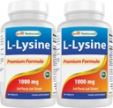 Cele mai bune naturale L-Lysine 1000mg 180 comprimate (180 număr (pachet de 1)) (2 sticle)